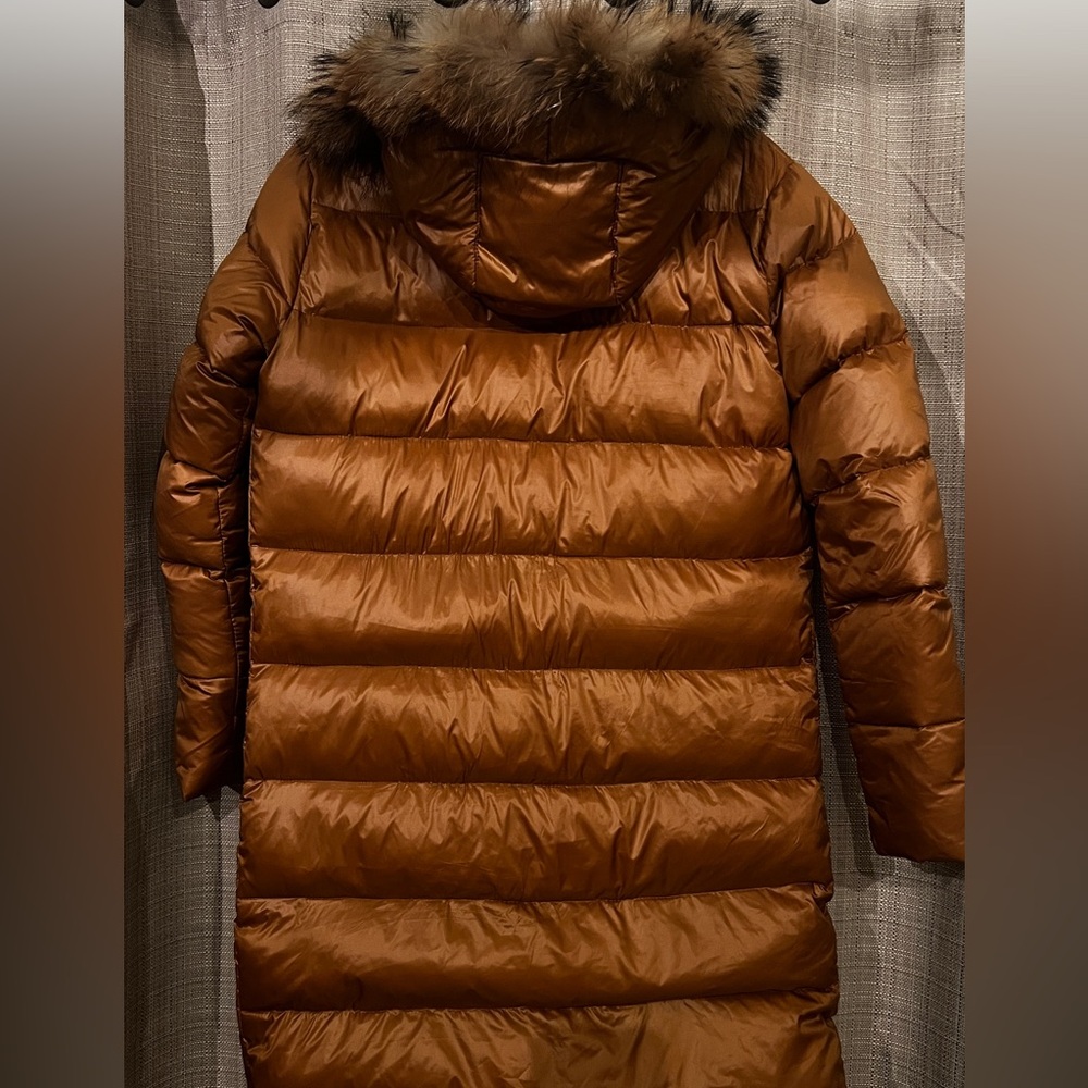 Moncler Copper/Brown Puffer Coat with Fur lined Hood - Picture 3 of 8